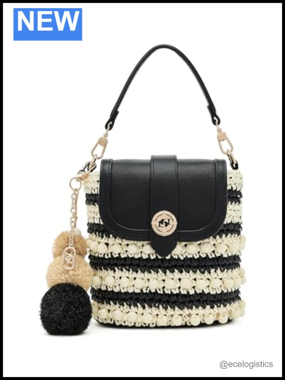 Dune London Dimple Raffia Crossbody Bag Faux Leather Flap Magnetic Closure